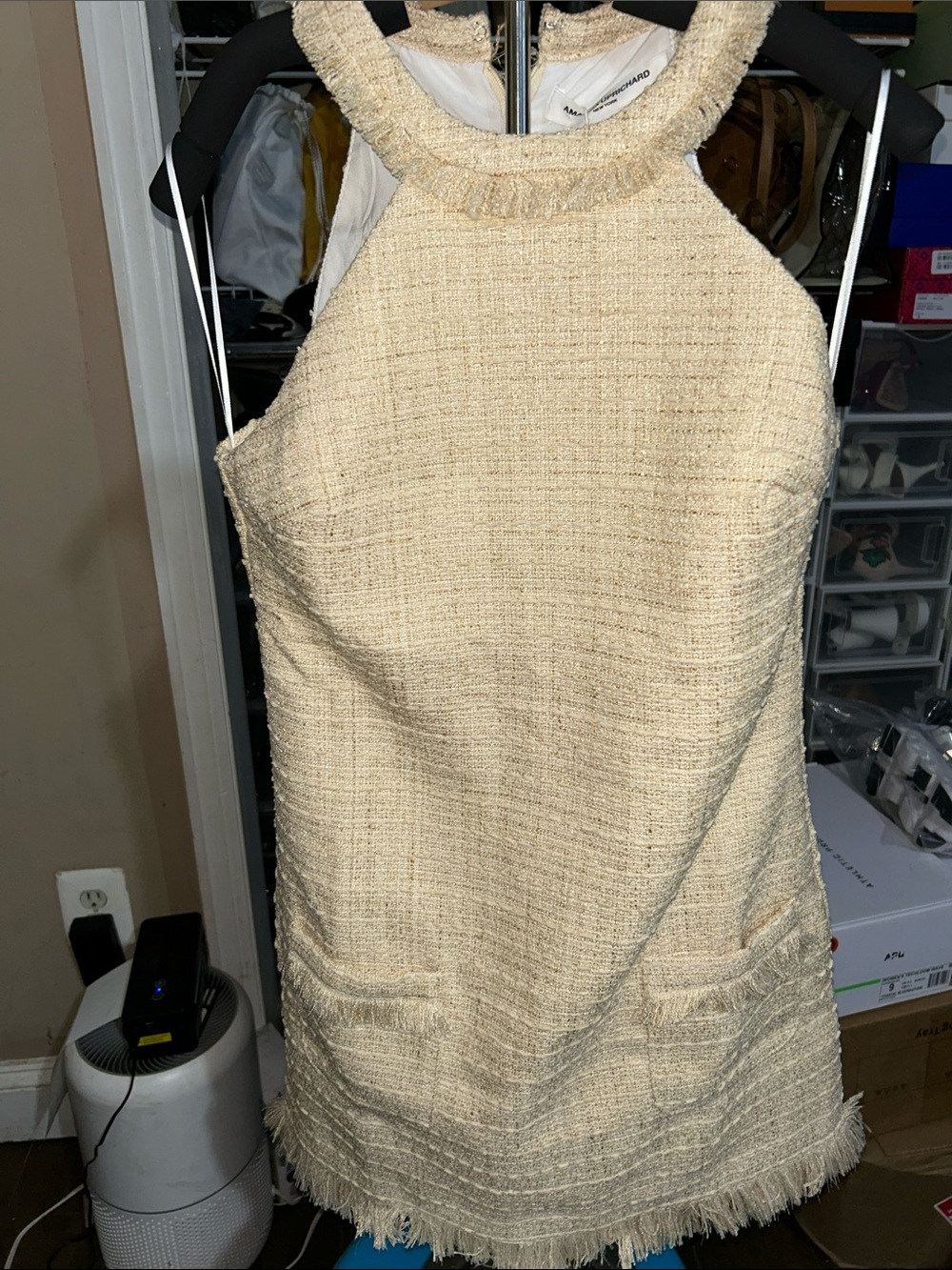 Amanda Uprichard Cream Tweed Halter Mini Dress - Picture 4 of 4